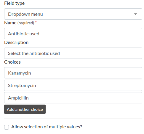 Extra field dropdown