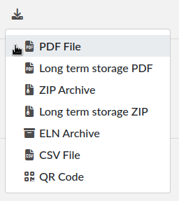 view mode export dropdown